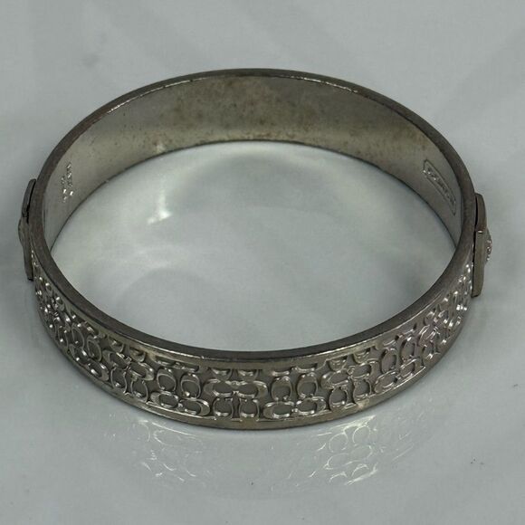 Coach Silvertone All Over Logo Bangle Bracelet - Picture 3 of 3